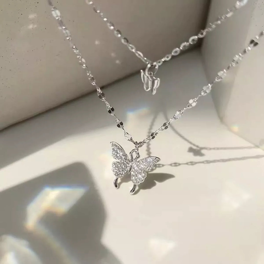 Double Layered Butterfly Necklace
