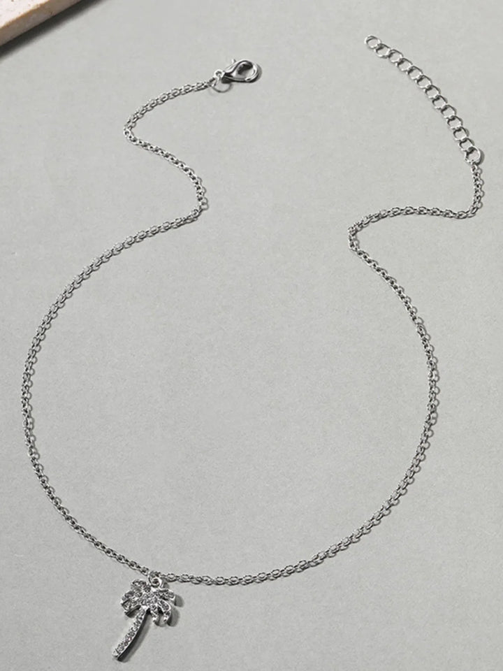 Zircon Palm Tree Pendant Necklace