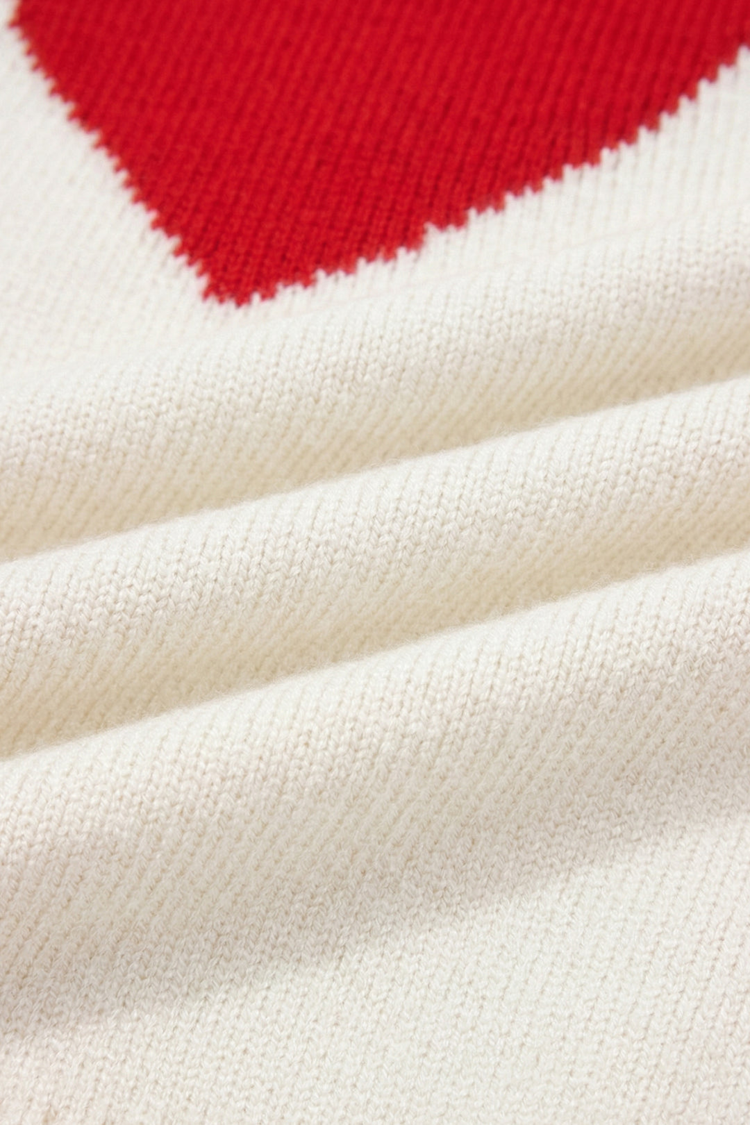 White Valentine Heart Graphic Cropped Short Sleeve Sweater