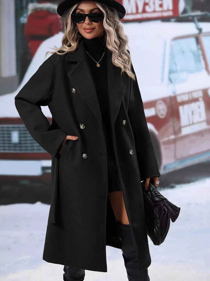 Double-Breasted Lapel Collar Overcoat