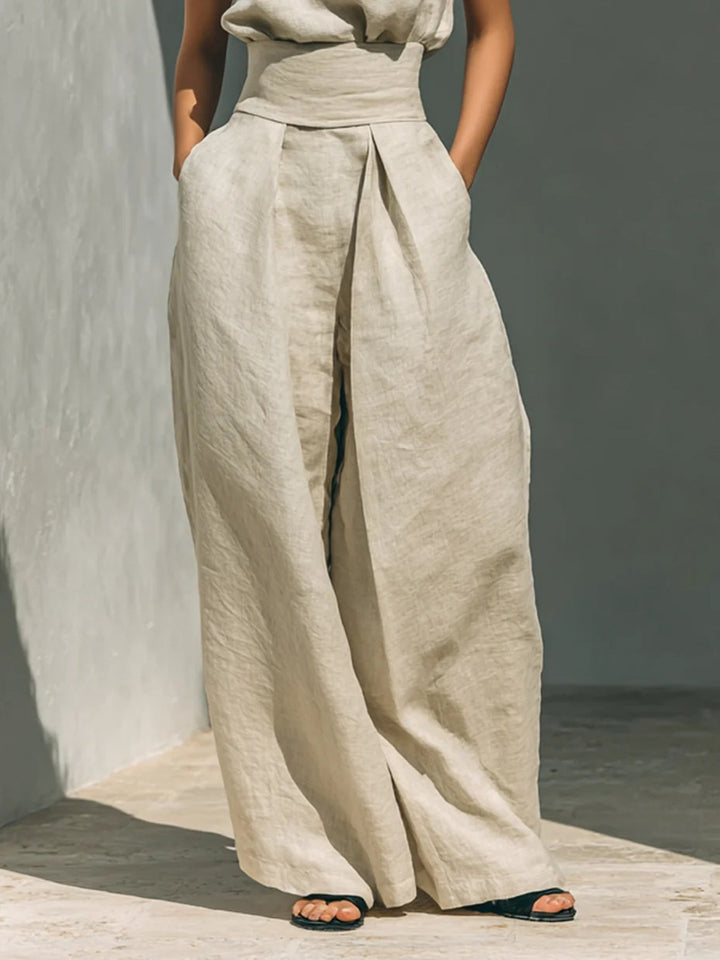 Turtleneck Sleeveless Top and Pants Set