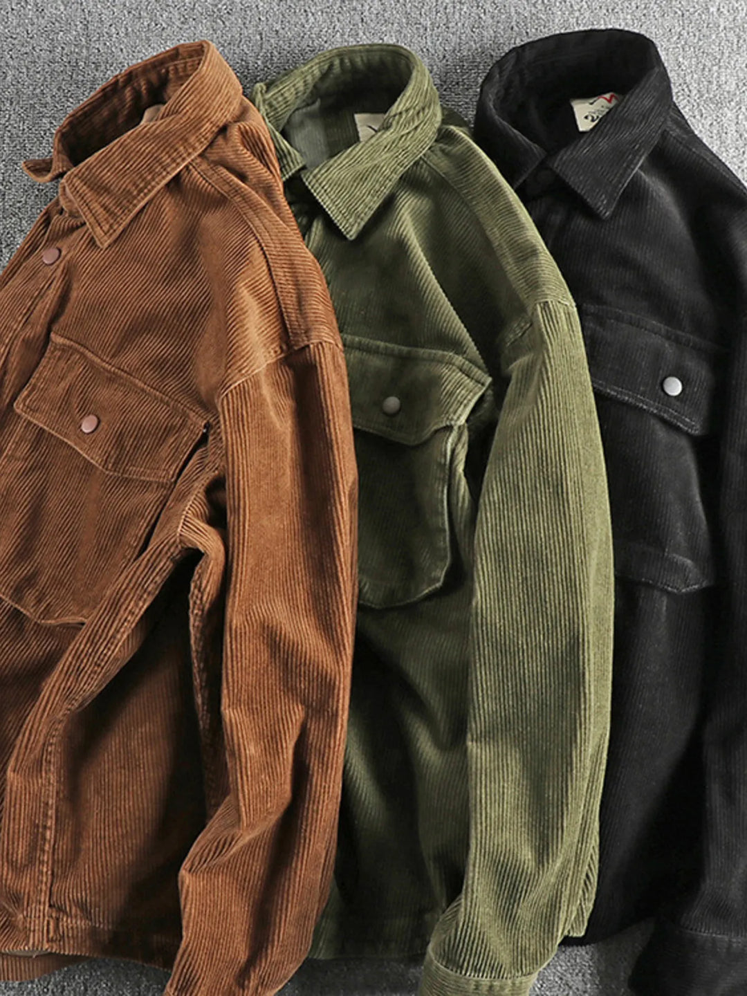 Men's Plus Size Corduroy Button Up Long Sleeve Jacket