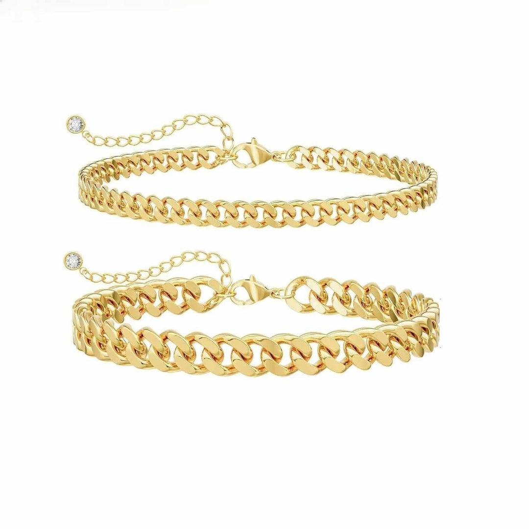 Cuban Chain Anklet  Stainless Steel Stackable Double-layer Foot Jewelry