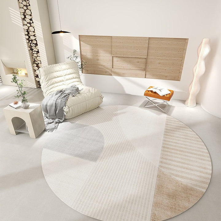 Round Cashmere Look Rug For The Bedroom Home Use