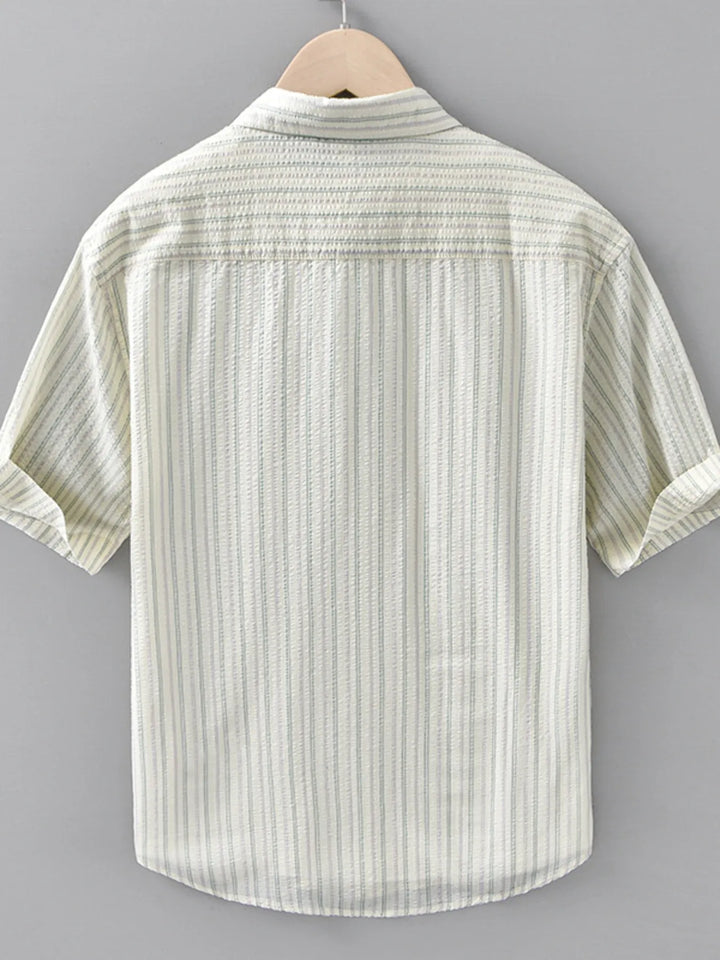 Men's Plus Size Striped Button Up Short Sleeve Shirt