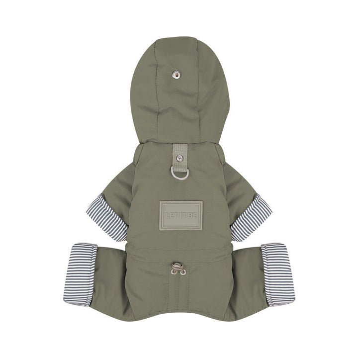 Pet Cotton-padded Coat Warm Four-legged Full-coverage With Hood