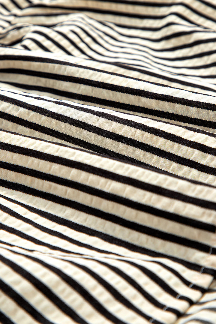 Black Stripe Patchwork Striped V Neck Tunic Plus Size Blouse