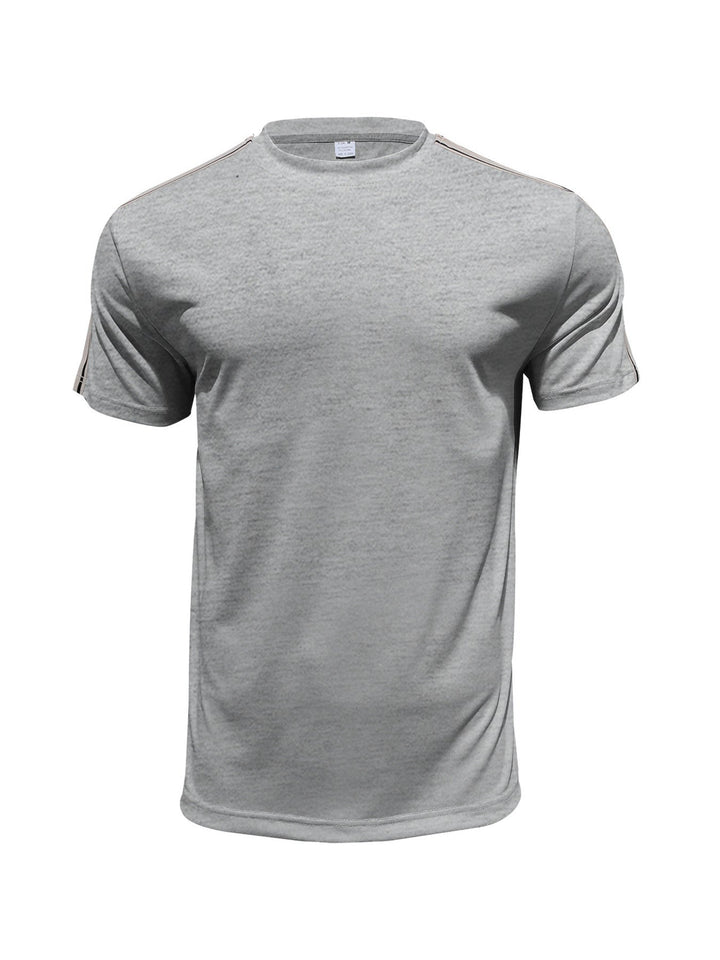 Men's Full Size Striped Shoulder Casual T-Shirt Plus Size