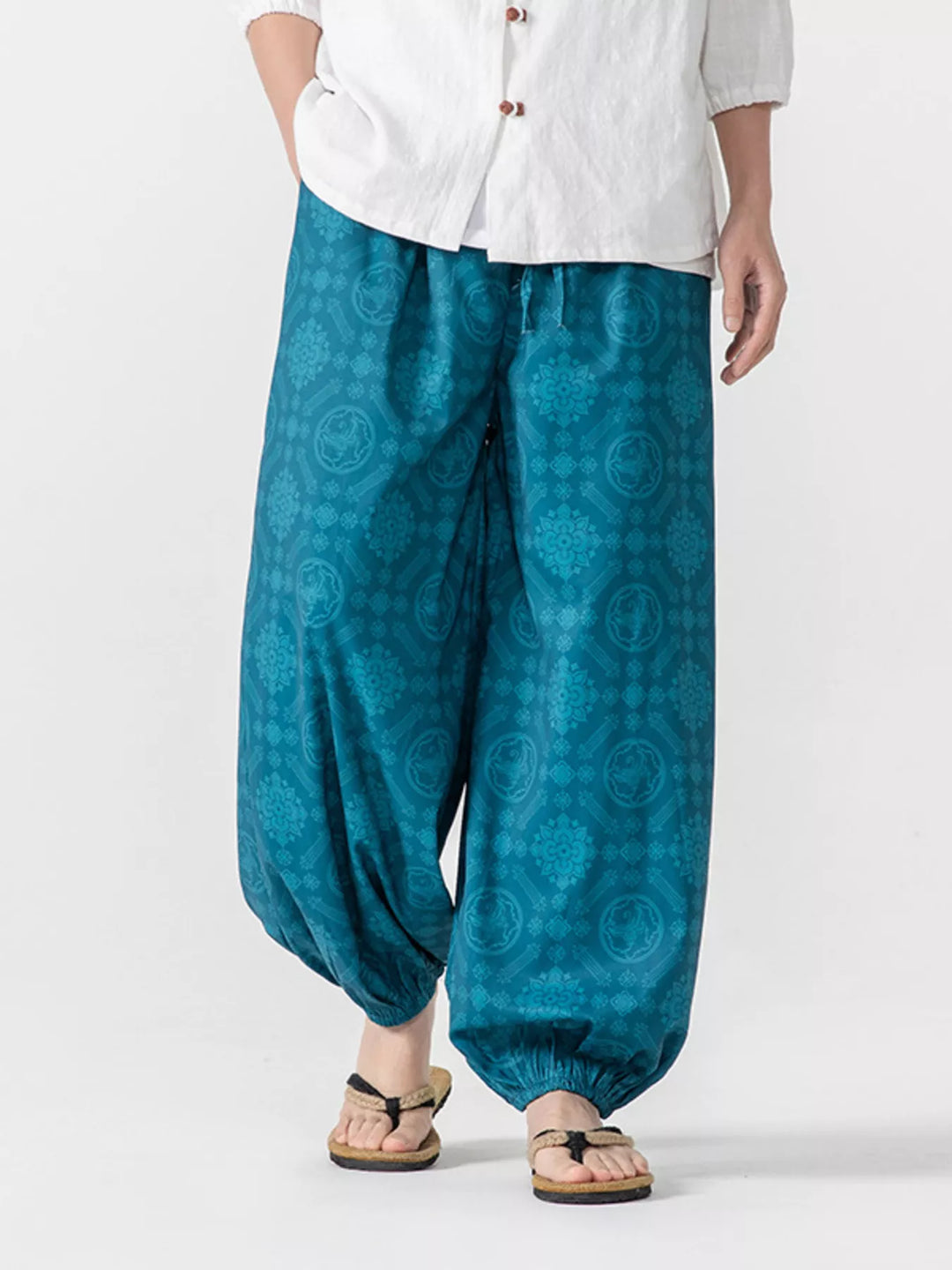 Men's Plus Size Diamond Patterned Harem Pants