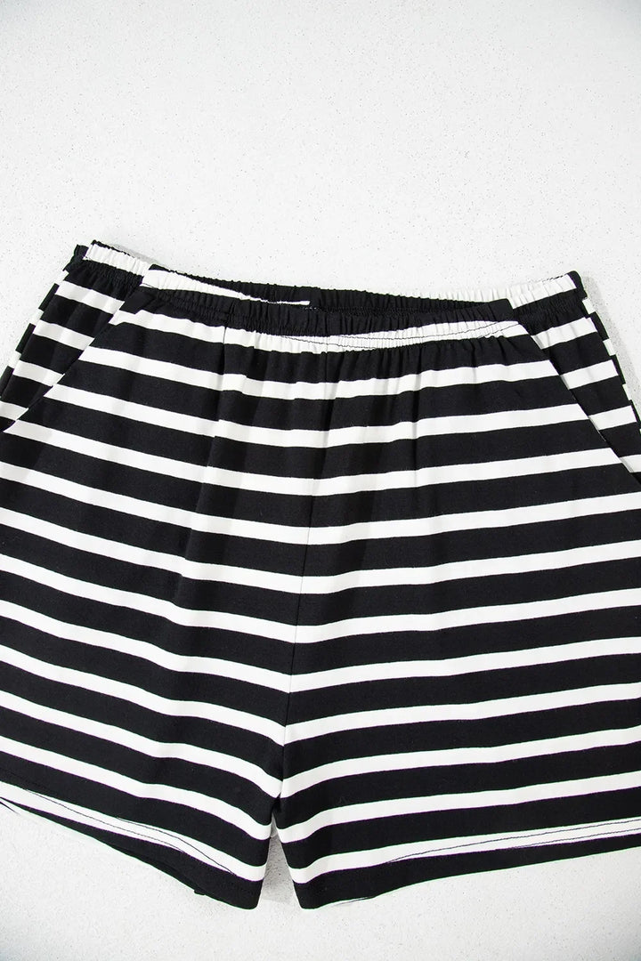 Striped Short Sleeve Top and Shorts Set