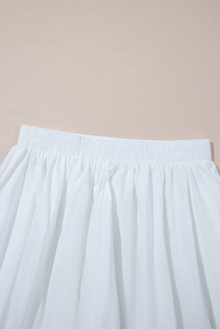 White Bubble Mini Skirt with Pockets