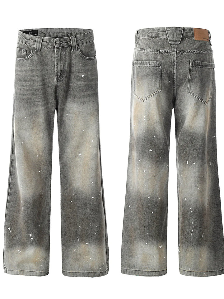 Men's Paint Splatter Wide Leg Jeans