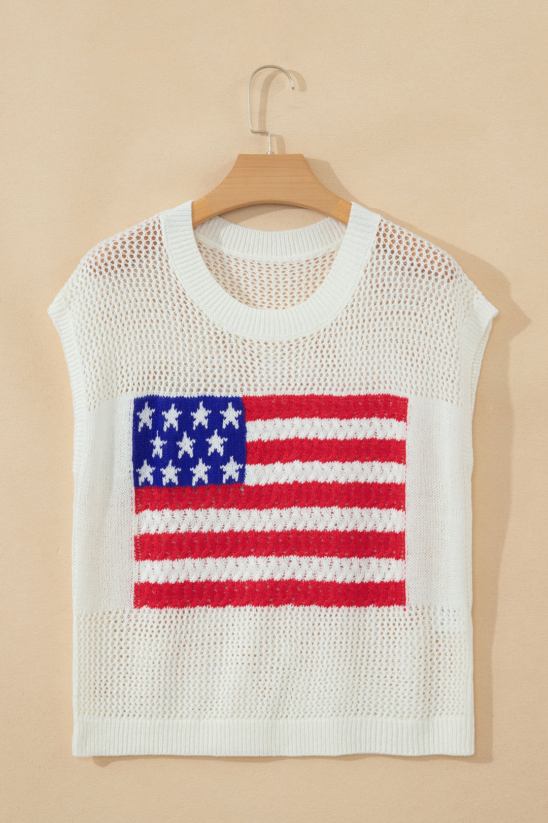 Fiery Red Flag Graphic Short Sleeve Sweater Top