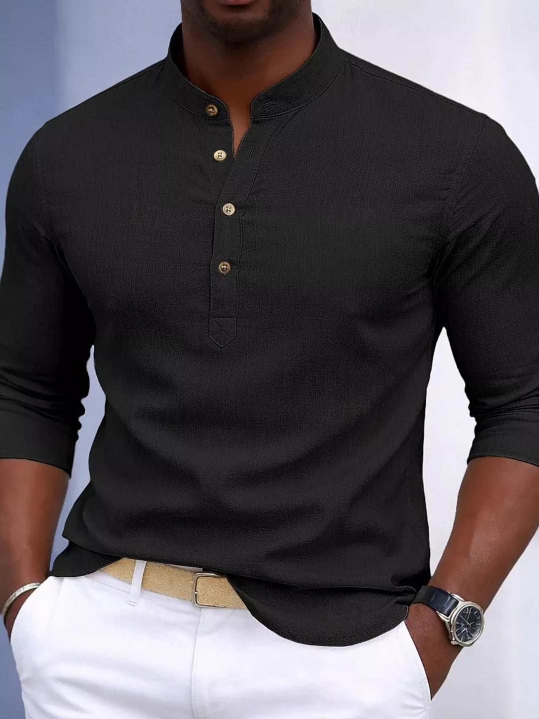 Men's Full Size Button Detail Slim Fit Shirt Plus Size