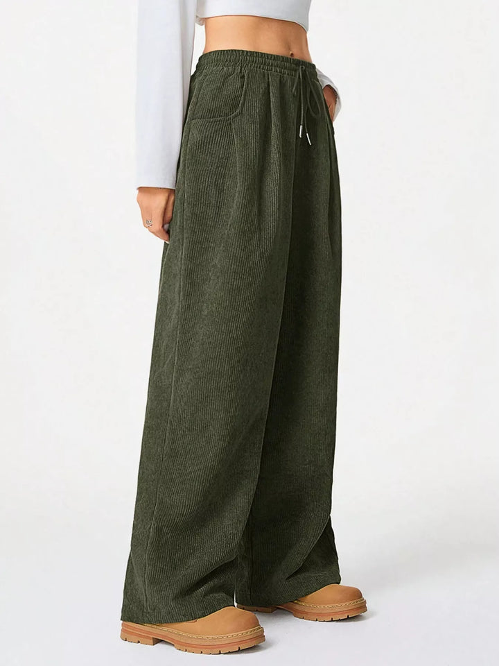 Casual Corduroy Wide Leg Pants