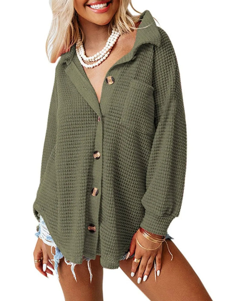 Waffle Knit Button-Down Shirt