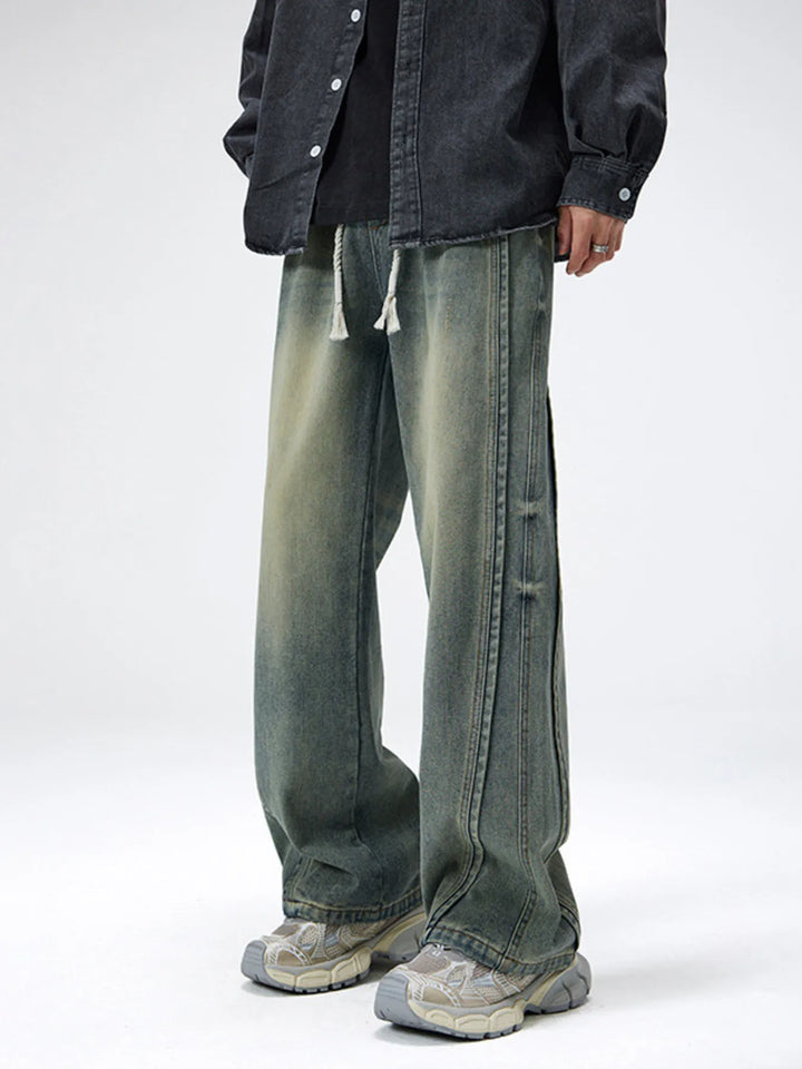 Men's Plus Size Drawstring Wide Leg Jeans