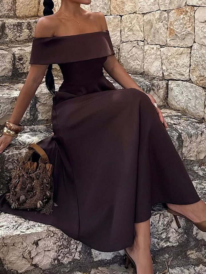 Off-Shoulder A-Line Maxi Dress