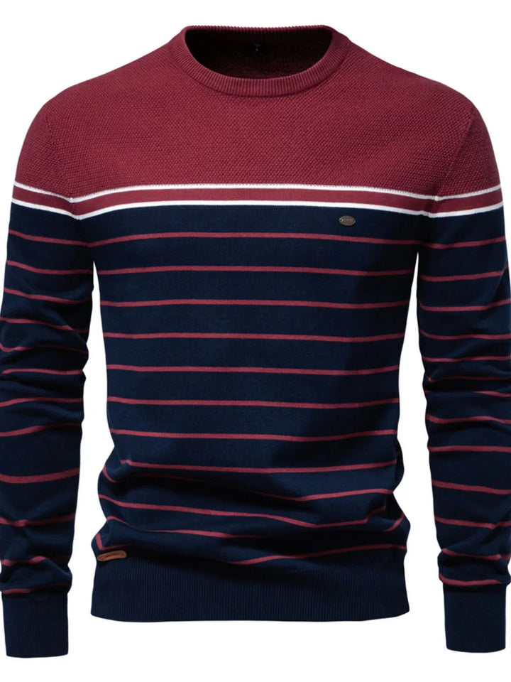 Men's Striped Round Neck Long Sleeve Sweater
