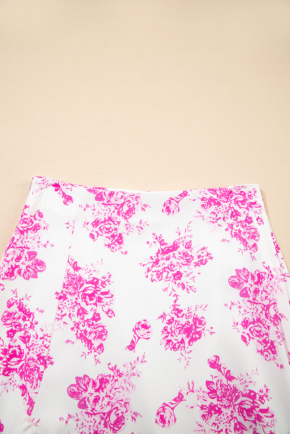 Jupe longue fendue à volants taille haute à fleurs style bohème rose