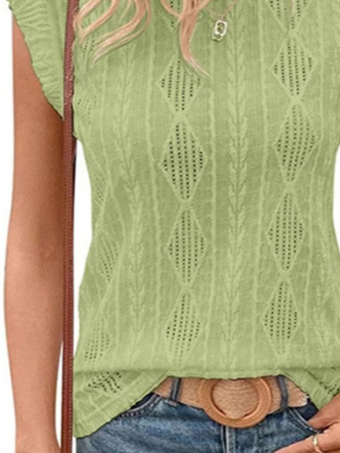 Openwork Round Neck Top