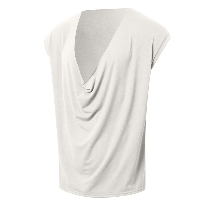 Mens Solid-Color Sleeveless Sports V-Neck Tank Top