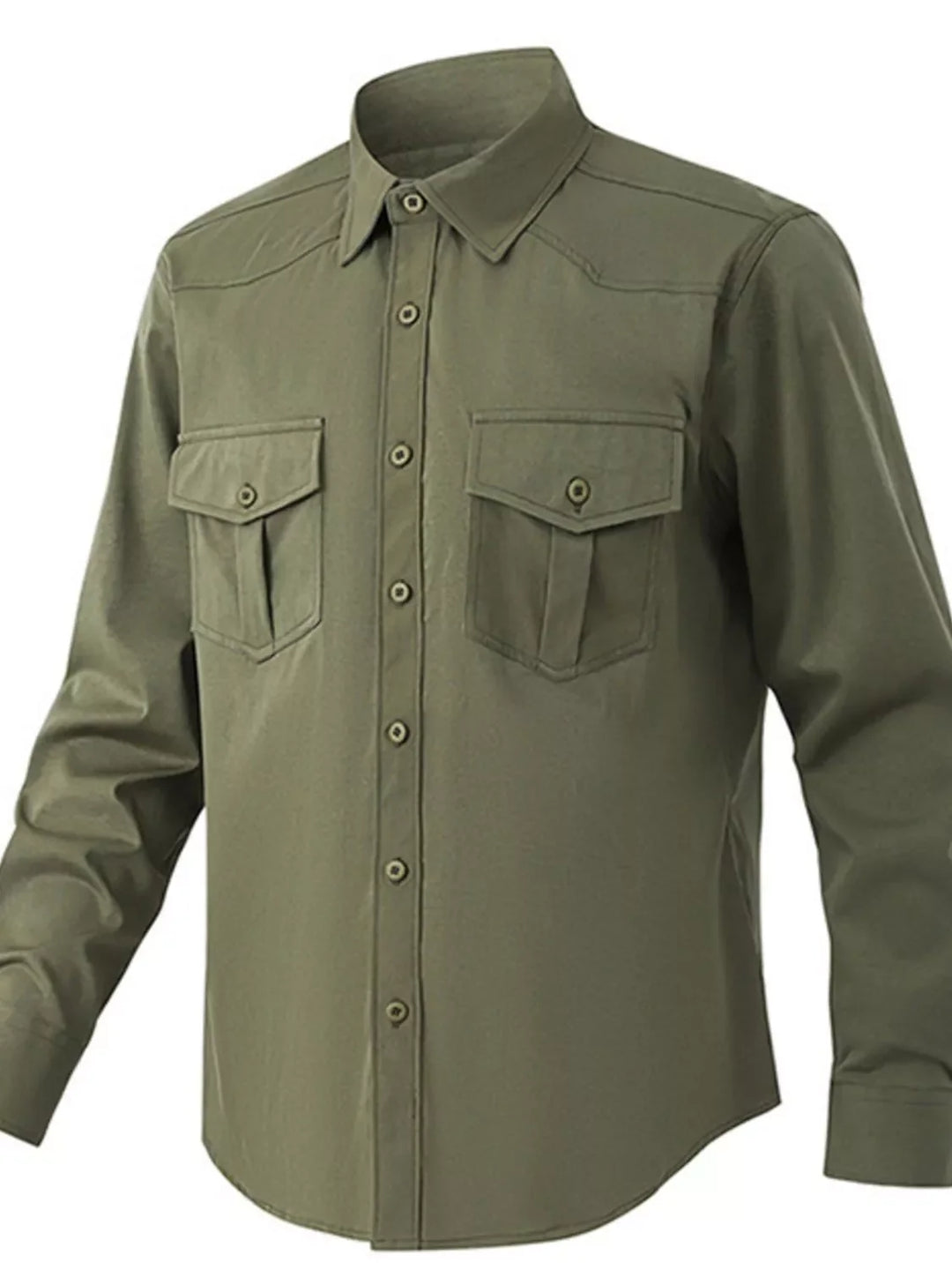 Men's Solid Color Long Sleeve Button-Up Shirt