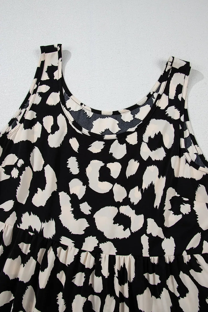 Leopard Print Sleeveless Summer Mini Dress