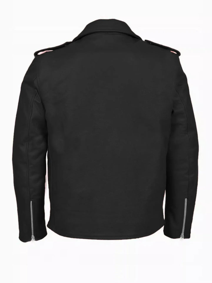 Men's Plus Size Zip Up Leather Motorcycle Jacket