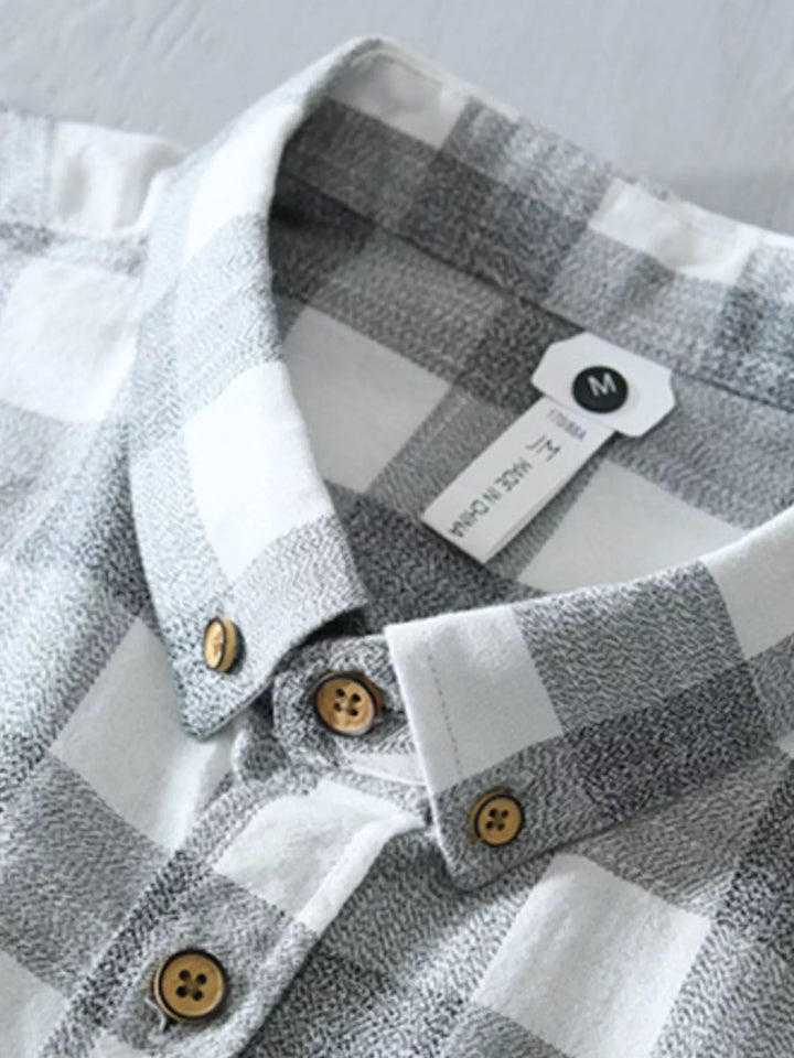 Men's Plus Size Plaid Button-Down Long Sleeve Shirt
