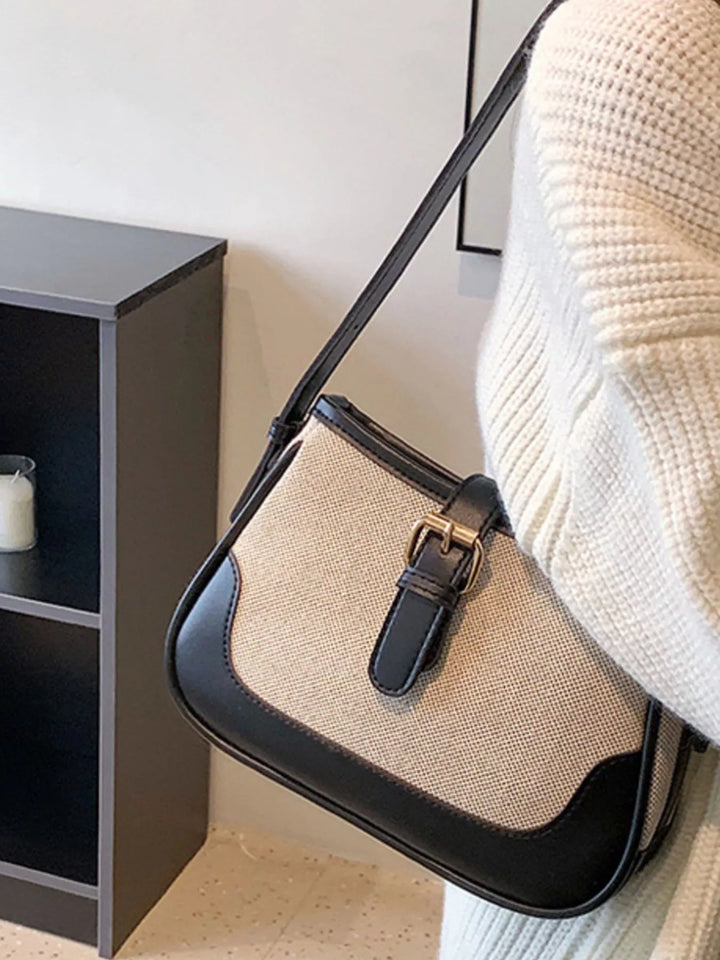 Contrast Buckle Shoulder Bag