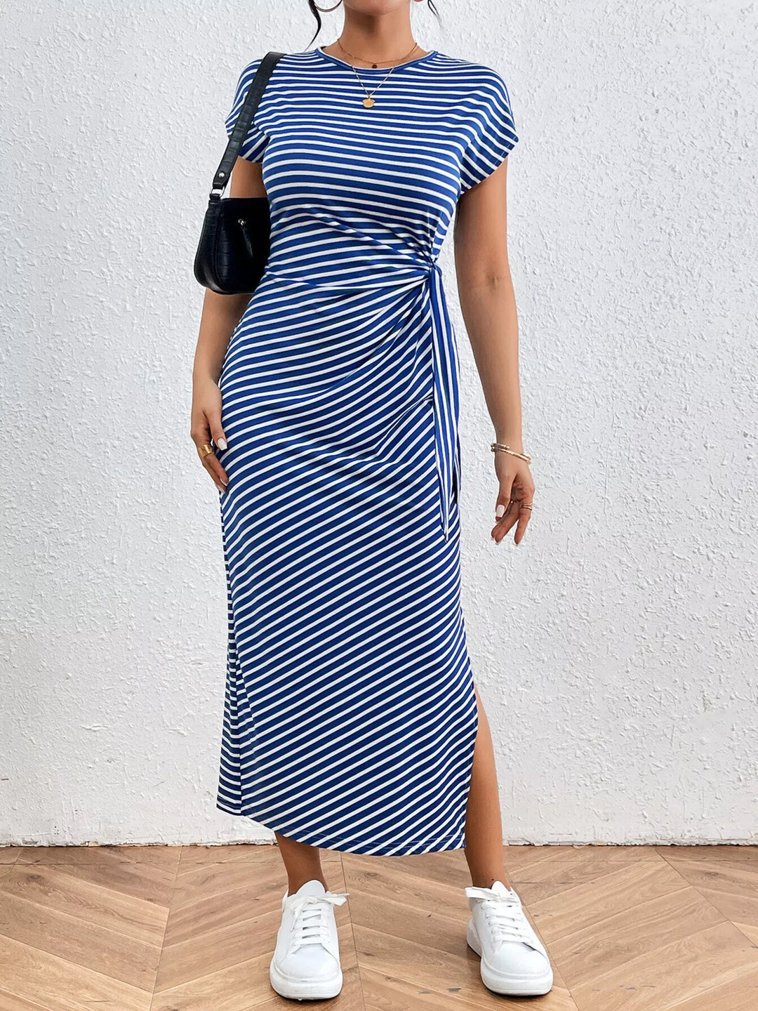 Striped Tie-Waist Midi Dress