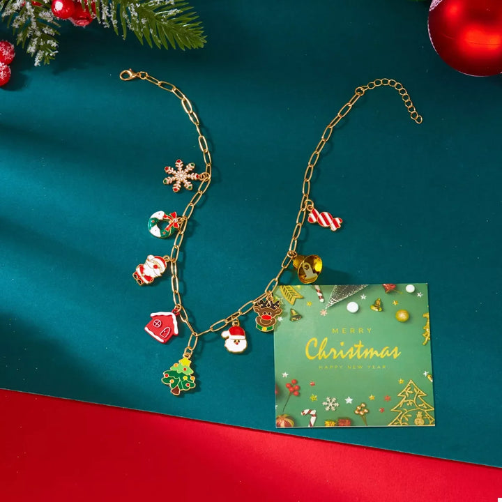 18K Gold-Plated Resin Christmas Theme Necklace
