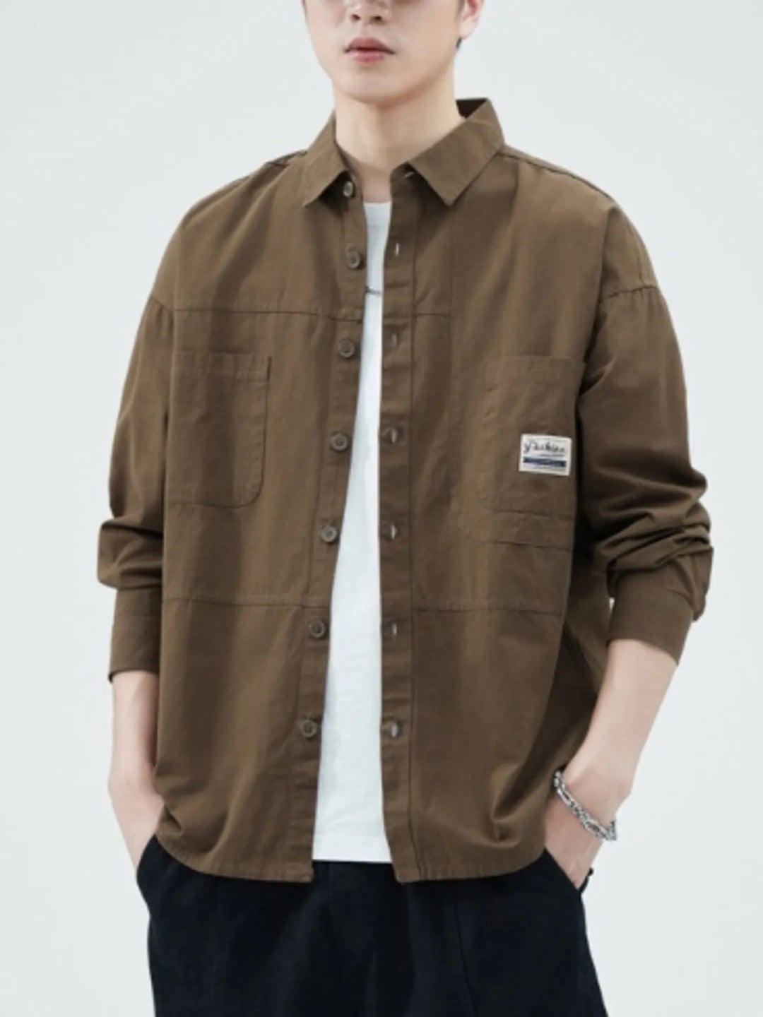 Men's Plus Size Button Up Long Sleeve Shirt