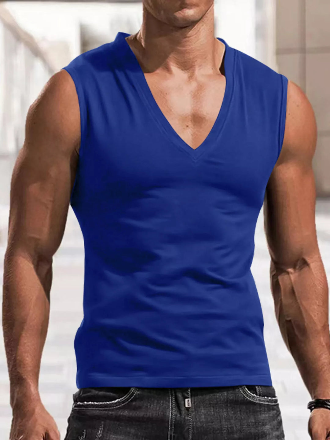 Men's Full Size V-Neck Tank Top Plus Size