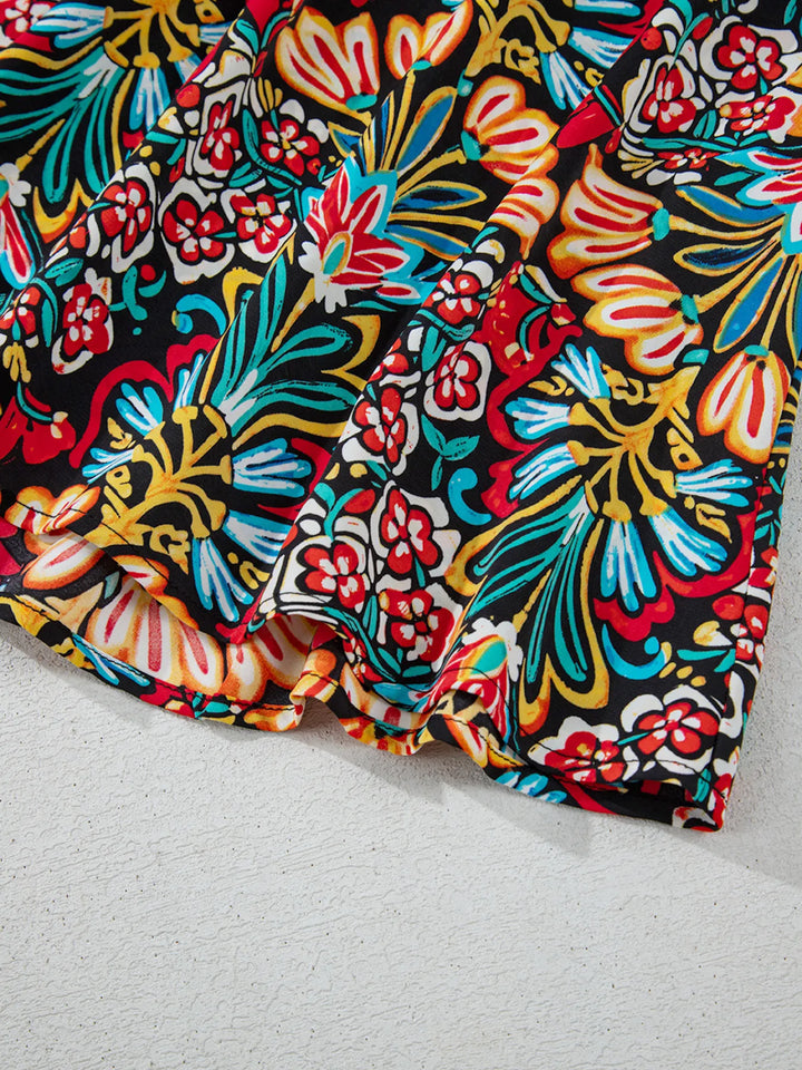 Floral Print Thin Straps High Waist Maxi Dress