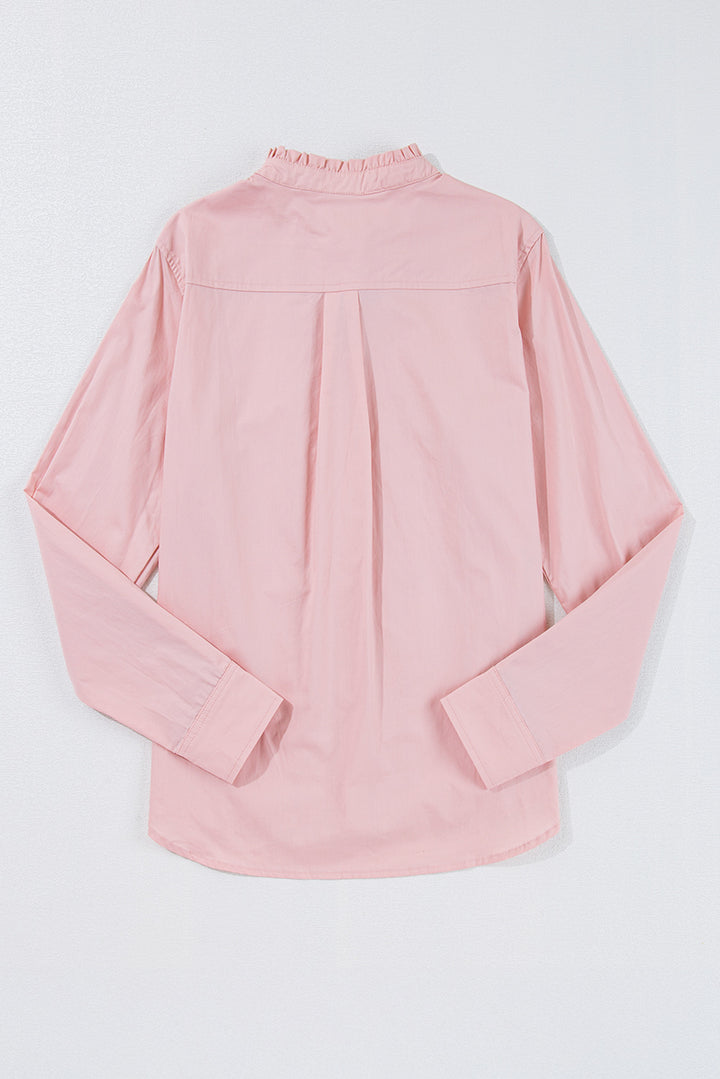 Chemise décontractée ample rose clair à boutons et plis