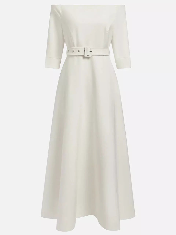 Elegant Off-Shoulder Belted Maxi Dress