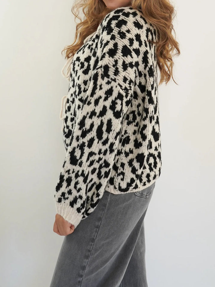 Leopard Tie Front Cardigan