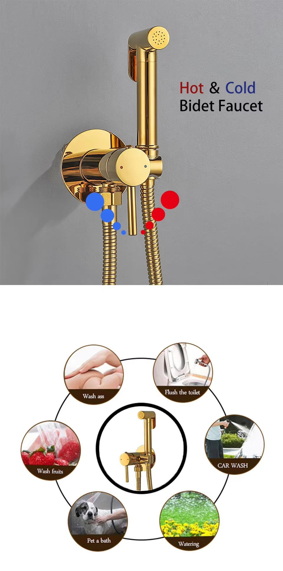 Brass Hot & Cold Toilet Bidet Sprayer Set