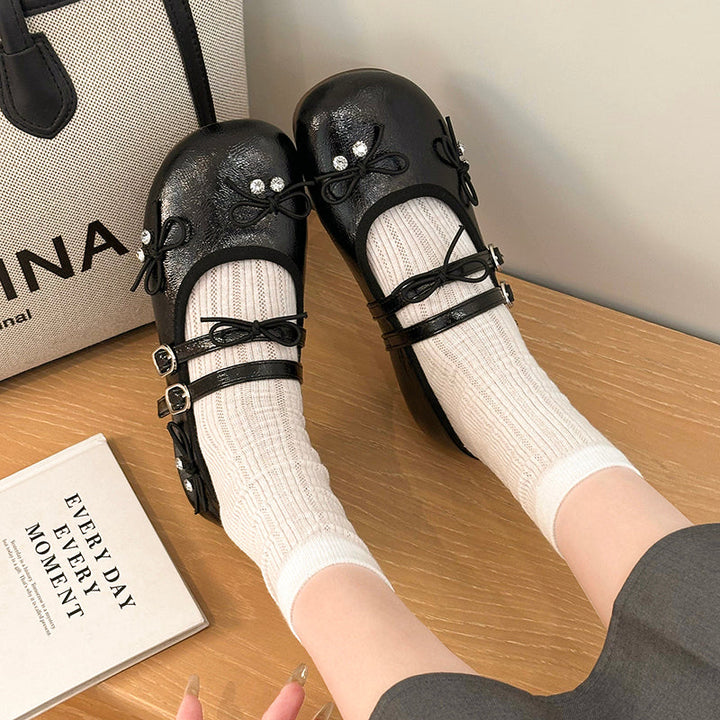 Korean Ballet Flats For Women 2026 New Spring Summer Comfortable Office-Ready Versatile Double Buckle Mary Jane Shoes