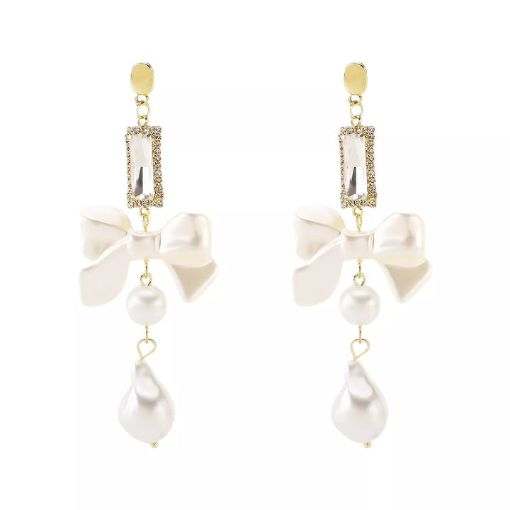 Bowknot Pearl Drop Earrings