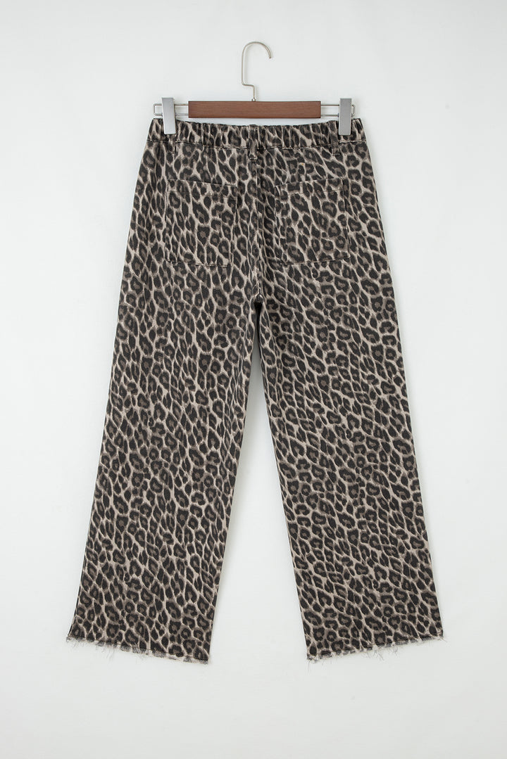 Yellow Leopard Straight Loose Leg Jeans