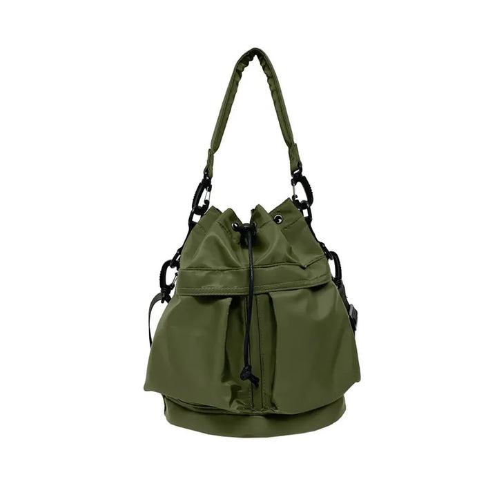 Drawstring Nylon Bucket Bag