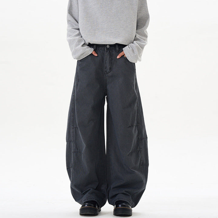 Men's American-style Retro Silhouette Cutaway Wide-Leg Pants