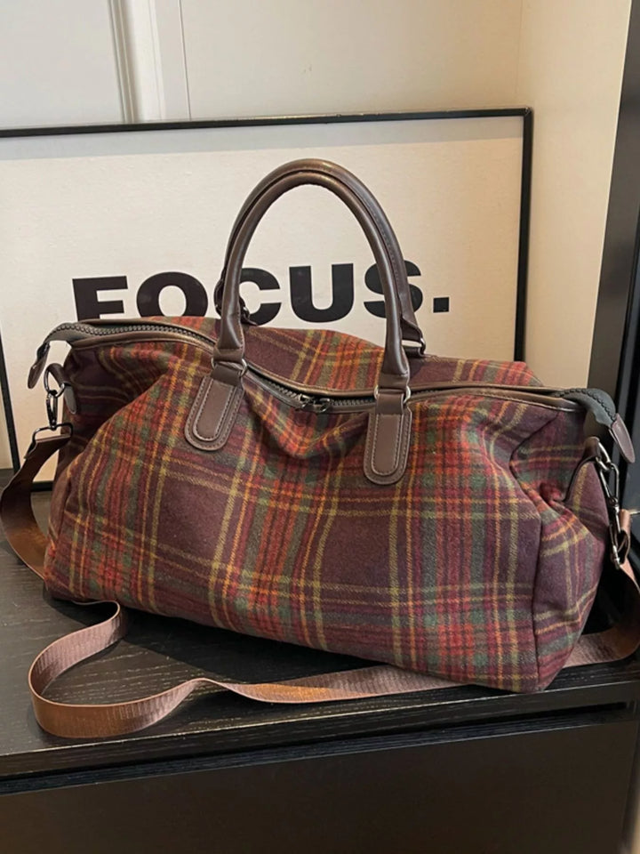 Vintage Plaid Pattern Travel Bag