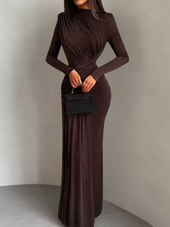 Ruched Long Sleeve Maxi Dress