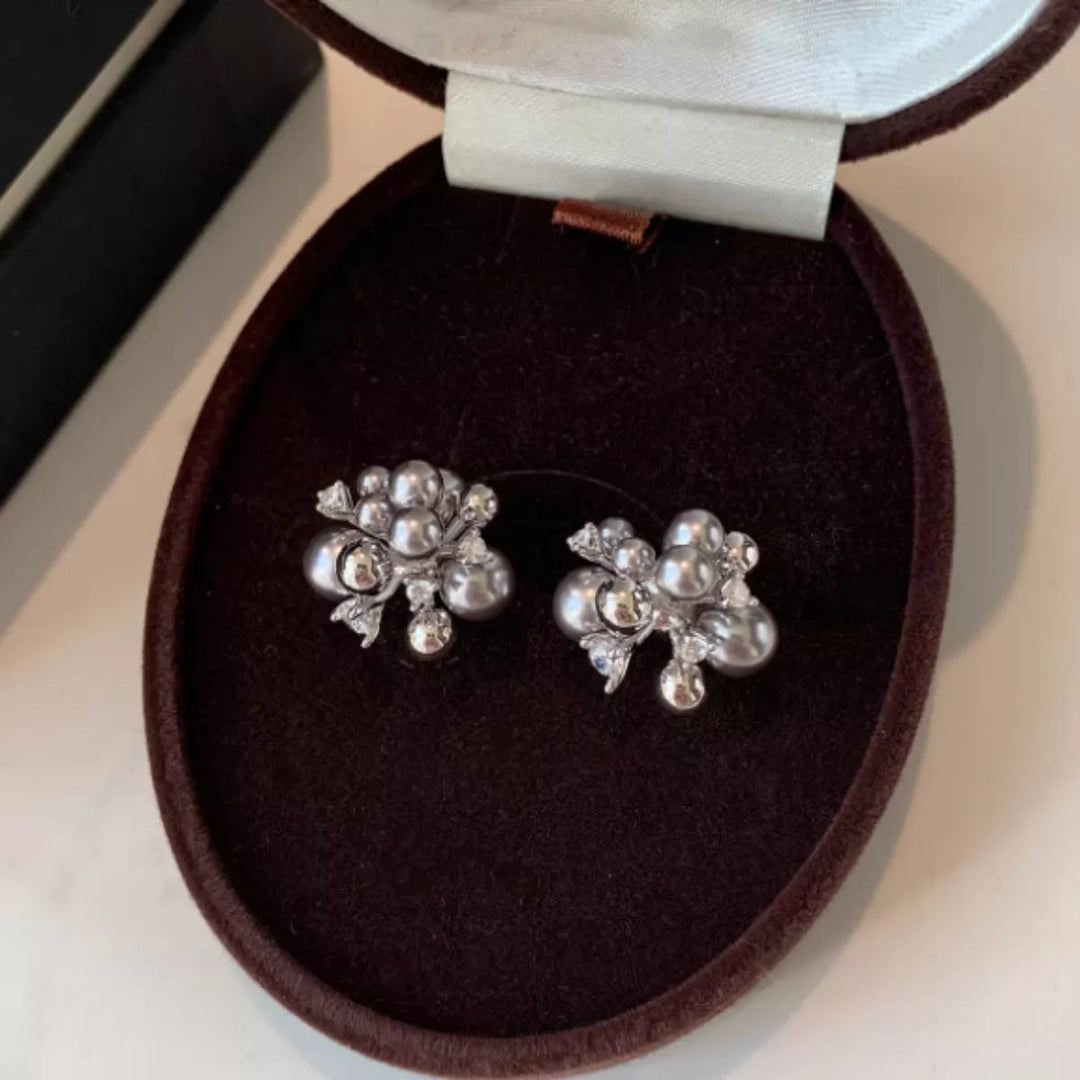 Pearl Cluster Stud Earrings