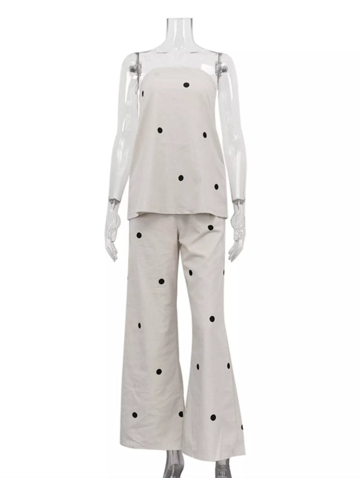 Polka Dot Tube Top and Pants Set