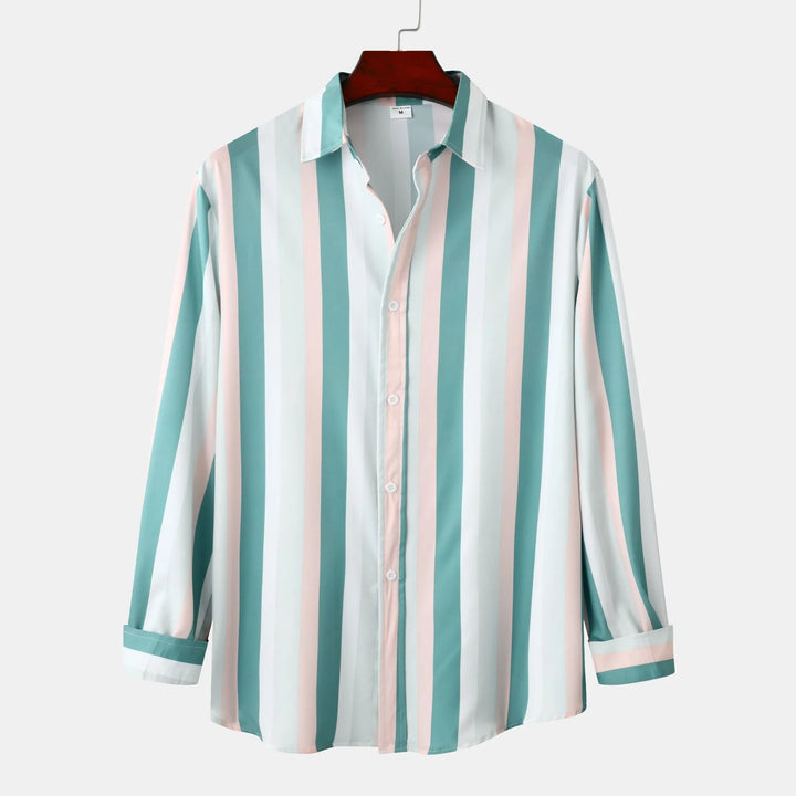Men's Striped Button-Down Long Sleeve Shirt